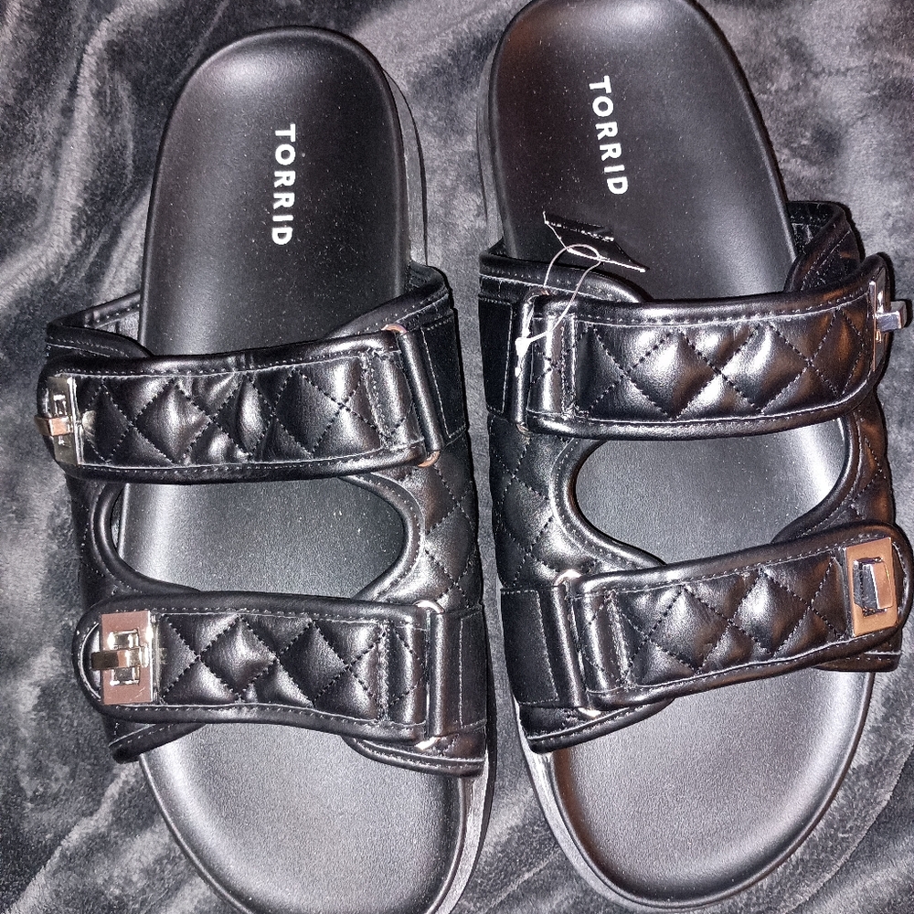 Torrid Black Quilted Sandals